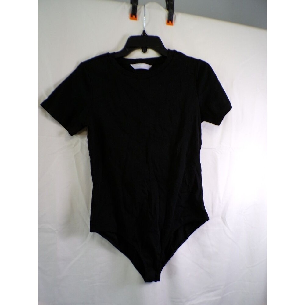 MANGOPOP XL Black Short Sleeve Crew Neck Bodysuit Women's Top XL/18